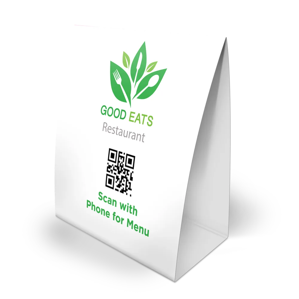 Sample restaurant table tent printed by RB Printing & Marketing
